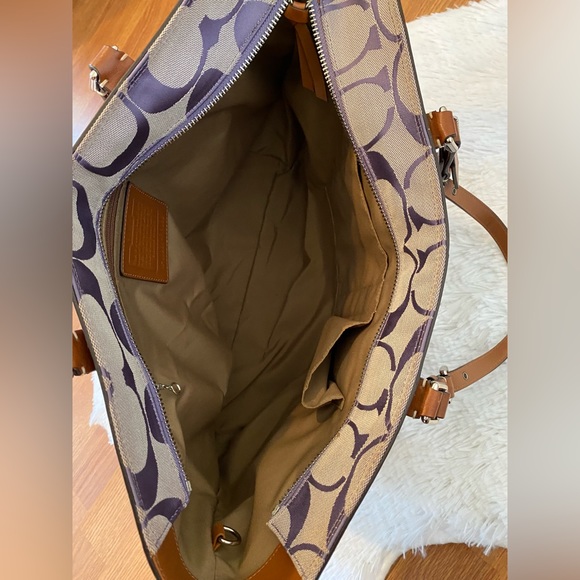 Coach Tote Bag Purse Purple Monogram Canvas Leather J0860-F13096 Large Size Rare - Picture 5 of 7